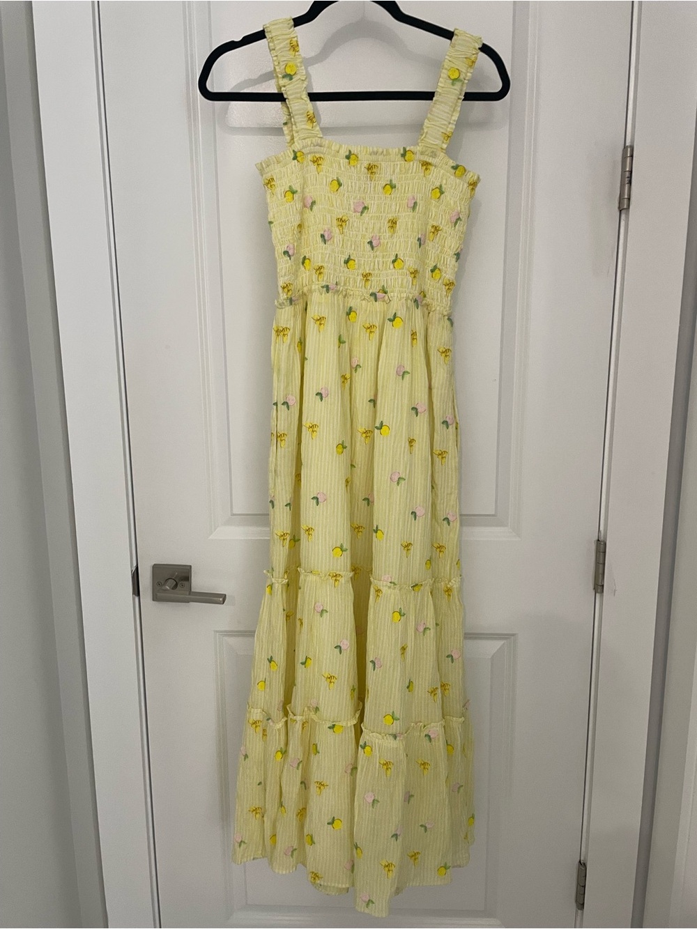 NEW Lilly Pulitzer Hadly Smocked Maxi Dress Size S Estelle Yellow Embroidered 18 - Picture 14 of 15